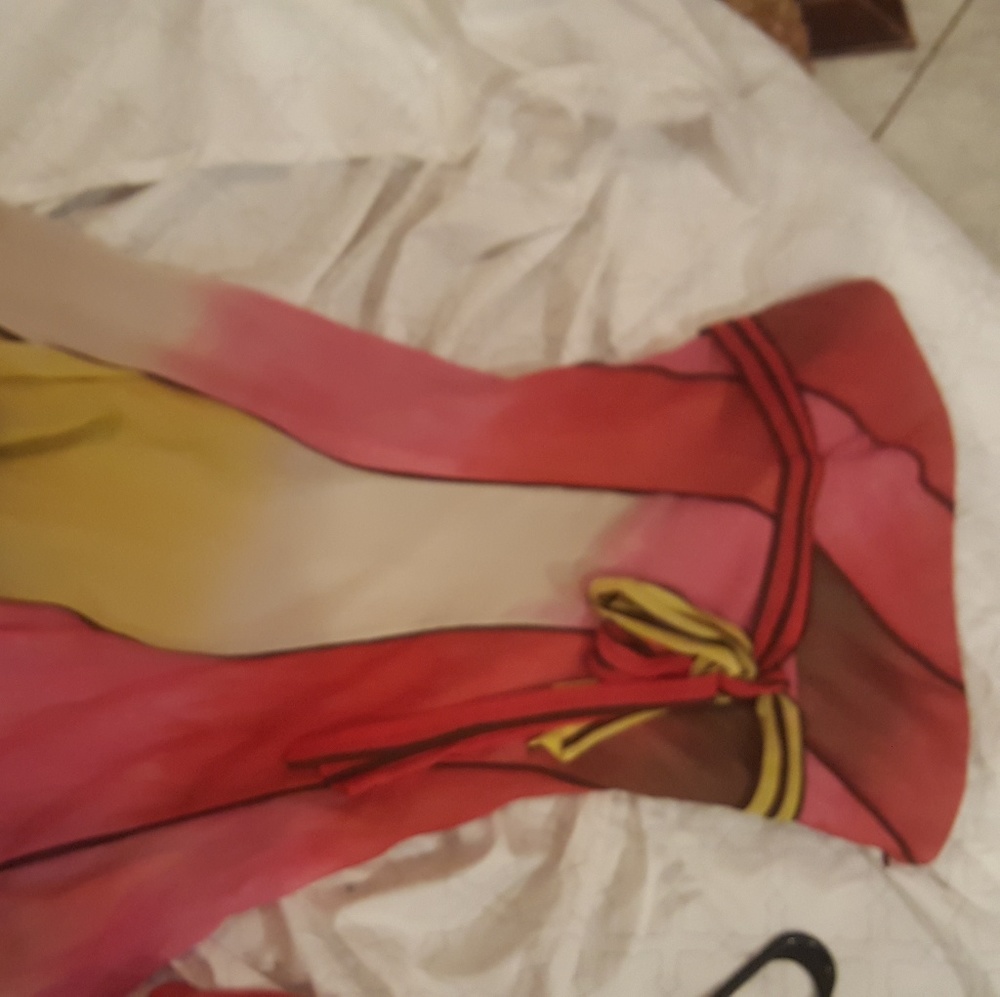 Multi colored strapless dress